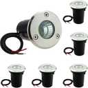 6 Pack 3W Warm White LED Well In Ground Landscape Lights IP67 Waterproof for Outdoor Lighting, Garden, Yard, Patio, Driveway, Deck, Step, Pathway, Low Voltage 12V 24V DC AC