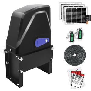 TOPENS DKC1100S Solar Sliding Gate Opener Chain Drive Automatic Gate Motor for Heavy Driveway Slide Gates Up to 2600 Pounds, Electric Gate Operator Battery Powered with Solar Panel Remote Control Kit, 2600lbs