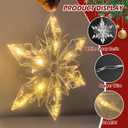 5.3FT Christmas Snowflake Lights w/ 60 LED, 8 Modes Strings Connectable Battery Powered Xmas Icicle Lights w/ 3 Big Snowflake Drops for Indoor Outdoor Xmas Decor, Party, Wedding, Warm White