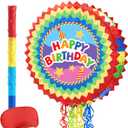 WERNNSAI Happy Birthday Piata - Happy Birthday Party Games for Kids Birthday-themed Party Supplies Sunflower Party Decorations Mexican Color Design Sunshine Decor Favors with Stick & Blindfold