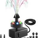 SZMP Bird Bath Fountains, Upgraded 24-Hours Working Bird Bath Fountain Pump with Light & 7 Nozzle, 16.4Ft Power Cord & Adapter, Adjustable Water Pump for Garden, Fish Tank, Outdoor (Colorful)
