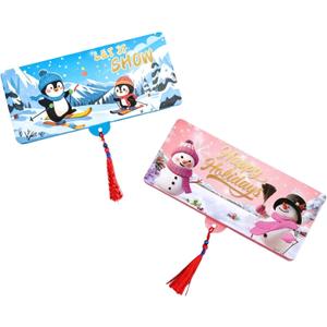 10 Slot Christmas Card Holder For Holiday Gift Money Storage Foldable Wallet Recycled Paper Cash Envelope Santa Themed Money Pocket Organiser (Light Blue Pink)