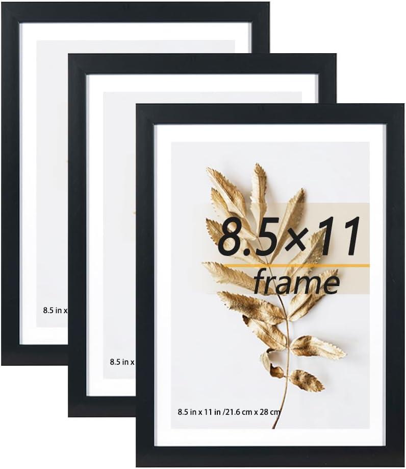 8.5x11 Picture Frame Black 3 Pcs set can Display on the Wall