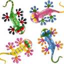 YEAHOME 4 Pack Metal Geckos Inspirational Wall Art, Mexican Outdoor Wall Decor with Shaking Head, Lizard Wall Sculptures & Statues for Farmhouse, Porch, Patio, Lawn, Fence, Backyard (Set of 4)