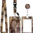 ID Badge Holder with Retractable and Detachable Lanyard, Cute Badge Reel Breakaway Lanyard with Carabiner Clip for Teachers, Nurses, Perfect Work and Office(Luxury Waves Golden Marble)