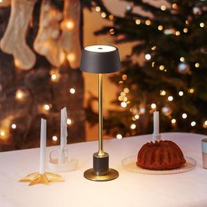 DAWALIGHT Cordless Table Lamp Set, Rechargeable Desk lamp, 2500mAh 3 Level Brightness fillable lamp, Couple Dinner, Coffee Table, Restaurant, Bedroom, Reading, Outdoor Camping Black + Gold 2 Pack