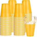 Pickmesh 50 Pack 12 oz Plastic Cups Disposable Cup Bulk for St Patricks Day Wedding Birthday Baby Shower Valentine New Year's Day Halloween and Festive Celebration Party Supplies(Yellow)