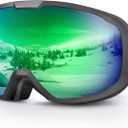 EXP VISION Ski Goggles for Men Women, OTG Snowboard Goggles with 100% UV Protection Anti Fog Lens Snow Goggles (Green)