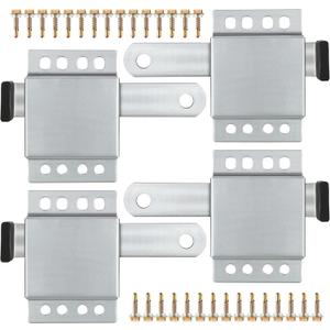 4 Pack Garage Door Side Lock with Self Tapping Screws, Heavy Duty Inside Deadlock Dual Side Lock Part, Galvanized Steel, for Door Security Slide Latch Assembly Replacement, Black PVC Handle Cover