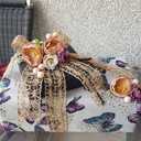 2 x 1 Roll Flower Mesh Burlap Wired Ribbon Mesh Burlap Fabric Ribbon Burlap Net Ribbon Rustic Decorative Craft Ribbon Wrapping Ribbon for DIY Craft Wrapping Wedding Decoration, 2 Inch x 5 Yards