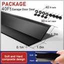 Garage Door Seal Top and Sides - 40 Ft Garage Door Weather Stripping Side Seal, Heavy Duty Weatherproof TPE, Insulates, Prevents Drafts, Easy Installation for Homeowners and DIYers