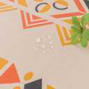 Waterproof Bohemian Tablecloth, 8 Foot Rectangle Fabric Orange Colorful Table Cloth with Soft Cotton Tassels, Farmhouse Vintage Dining Table Cover for Indoor Outdoor Use
