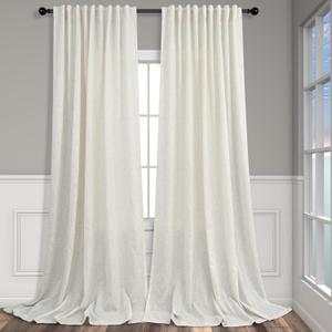 Pitalk 72 Inch Wide Curtains for Living Room 84 in Long 2 Panels Natural Linen Semi Sheer Light Diffusing Window Treatment Pole Pocket Back Tab Ivory Cream Curtains for Bedroom Width 72x84 Length