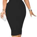 qfmqkpi Women Elegant Pearls Deep V Neck Wrap Bodycon Dress Back Zipper Pencil Midi Dress (XX-Large, Black)
