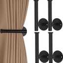 4 Pack Curtain Holdbacks No Drill Curtain Tiebacks Self-Adhesive or Screw-in Curtain Holdbacks Curtain Pull Backs Curtain Hooks Curtain Holders Curtain Tie Backs for Curtains (4, Black)