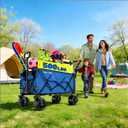BEAU JARDIN Folding Push & Pull Beach Wagon 500 lbs Collapsible Foldable Wagons with Push Handle All Terrain Wheels Grocery Utility Camping Skiing Ice Fishing Sports Garden Wagon Cart Blue