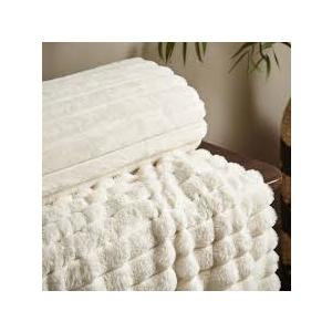  Lansfield Cosy Ribbed Faux Fur Plaid Beige 50x60 Inch 2 Pack   Blanket Throw Cream