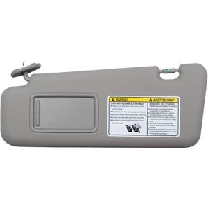 Dasbecan Front Left Driver Side Sun Visor with Light Compatible with Toyota Highlander 2008-2013 74320-48500-B0 (Gray)