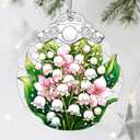 2 x Stained Glass Ornament, Christmas Ornaments, Christmas Decorations for Tree, Holiday Ornament, Gifts for Flower Lovers, Holiday Party Gifts, Gift Ideas & Xmas Gift - Lily of The Valley