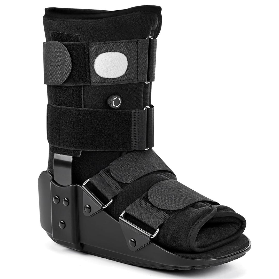 Medibot Advanced Walking Boot for Ankle Injuries & Fractures Adjustable Air Splint with Pump, Medium Black, Fits Shoe Size 6-10'', Men and Women, M