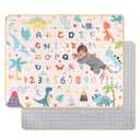 Baby Play Mat for Floor, 71 x 59 Inch Foam Play Mat for Playen, Non-Slip Crawling Mat for Baby Infant Toddler Kids, Foldable and Machine Washable, Dinosaur Alphabet