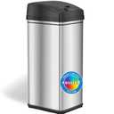 iTouchless 13 Gallon Kitchen Trash Can with Lid and Odor Filter, Motion Sensor Stainless Steel Rectangular Trashcan for Home Office Work Bedroom Living Room Garage Large Capacity Slim Wastebasket (Brushed Silver)