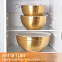 Gold Mixing Bowls with Airtight Lids, Stainless Steel Nesting Mixing Bowls Set of 7, Ideal for Baking, Prepping and Serving Food, Size 7, 3.6, 2.7, 2.1, 1.5, 1.1,0.8 QT, Stackable Design