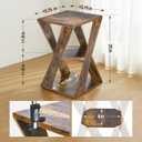 End Table, Modern Wooden Side Table for Small Spaces, Small End Table for Living Room, Bedroom Nightstand（Rustic Brown+ Classic Black）, 15.75" x 15.75" x 25.2"