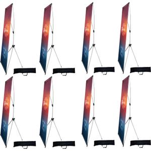 USCNC X Banner Stand Adjustable Fit Banner 24 x 63 to 32 x 72 Inch (8 Pack)