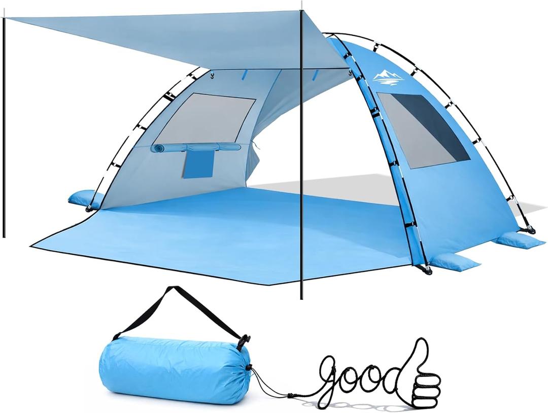 Purebox Beach Tent Sun Shelter - 2/3/4 Person UPF 50+ UV Protection Tents with Canopy, Easy Setup Lightweight Beach Shade Tent, Portable Beach Cabana Sun Shade Shelter (Sky Blue)