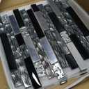 Blujellyfish Glass Metal Tiles Art Mosaic Silk Black Crystal Glass Chrome Silver Steel Accent Wall Border Kitchen Bath Backsplash Tile TSTNB12 (5 Square Feet)