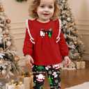 ZAANTI Baby Toddler Girl Clothes Long Sleeve Ruffle Bow Top Girls' Clothing Sets&Floral Print Pants Fall Winter Outfit 12M-4T (18-24 Months, Red and Black)