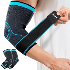 Elbow Compression Sleeve 2 Pack, Elbow Brace for Tendonitis and Tennis Elbow, Pain Relief Elbow Brace for Men & Women, Elbow Sleeve Reduce Joint Pain for Tennis, Golfer, Workouts, Blue (M)