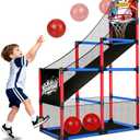 Arcade Basketball Hoop Game Set with 3 Balls for Kids Age 3 to 12 Indoor Outdoor Sports Play - Easy Set Up - Air Pump Included - Carnival Birthday Party Games Yard Toys for 3 4 5 Year Old Boys Gifts