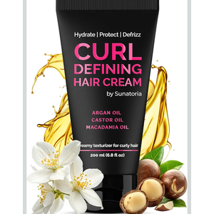Curl Cream – Lightweight Leave-In Curl Defining Cream for Curly & Wavy Hair, Anti-Frizz Moisturizer and Curl Activator Texturizer with Macadamia and Argan Oil, 6.8 fl oz