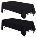 Set of 2 Black Rectangle Tablecloth for Tables, Black Table Cloths for Rectangular Tables, 200 GSM Poly Tabletop Covers Washable Fabric Stain, Wrinkle Resistant, 2 Pack