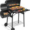Charcoal Grill Offset Smoker: Charcoal Barbecue Grills with Spacious Cooking Area | Barrel BBQ Grill and Smokers Combo for Outdoor Patio Backyard Camping and Parties