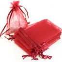 Akstore 100PCS 4x6inch (10x15cm) Drawstring Organza Jewelry Favor Pouches Wedding Party Festival Gift Bags Candy Bags (Red)
