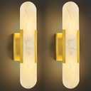 Alabaster Wall Sconce, Modern Sconces Wall Decor Set of 2 Gold, 19.7 in-2Pack