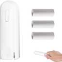 Mini Lint Roller Travel Size, Portable Lint Remover Tool for Pet Hair, Travel Lint Roller Small Sticky Roller with Cover, Refillable Lint Roller Reusable Sticky Brush for Clothes (White & 3 Refills)