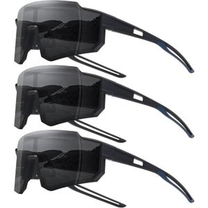 STORYCOAST Polarized Sports Sunglasses for Men Women,Driving Fishing Cycling Mountain Bike Sunglasses UV400 Protection (3pack Matte Black/Gray+matte Black/Gray+matte Black/Gray)