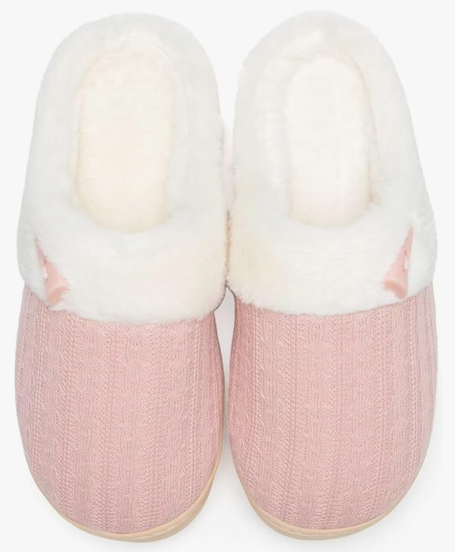 NineCiFun Women's Slip on Fuzzy House Slippers Memory Foam Slippers Scuff Outdoor Indoor Warm Plush Bedroom Shoes with Faux Fur Lining, Size 13-14