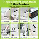 WKY-Electric Spin Scrubber - Upgraded 10-in-1 IPX7 Waterproof Shower Scrubber, Retractable Handle & 2-Speed for Toilet, Bathroom, Bathtub, Tile Floors (Black&white)