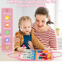 2 Year Old Girl Birthday Gift, Montessori Busy Board Book- Toddler Christmas Toys for 1 2 3 Year Old Girls Gift, Educational Sensory Learning Activity Toys for Road Airplane Travel
