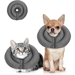 MIDOG Dog Cone Collar for Large Medium Dogs, Soft Inflatable Dog Cone Alternative After Surgery, Adjustable Protective Recovery Cone - Patented Alternative E Collar Does Not Block Vision (Gray-XS)