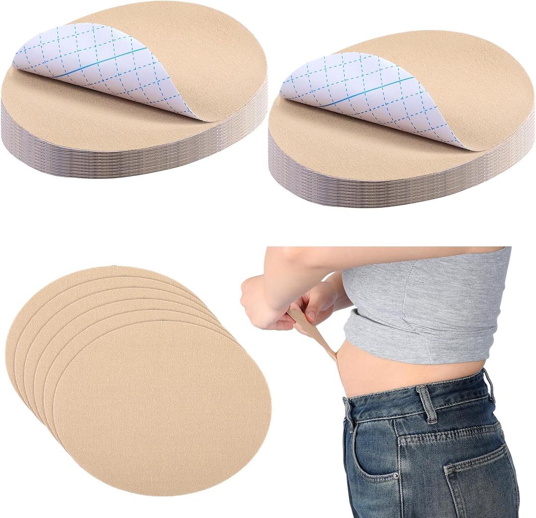 Geiserailie 50 Pcs Tummy Lift Belly Stomach Tape Waterproof Tummy Lifting Body Tape Body Control Precut Adhesive Strips for Women Saggy Loose Skin Flat Stomach Back Fat Belly(Oval)