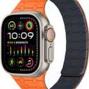 Amizee Magnetic Bands Compatible with Apple Watch Band 49mm 46mm 45mm 44mm 42mm 41mm 40mm 38mm Women Men, Sport Silicone Strap for iWatch Ultra 2 Series 10 9 8 7 6 SE 5 4 (49/46/45/44/42, Orange Mid)