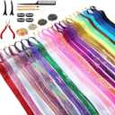 Hair Tinsel Kit (48 Inch, 24 Colors, 6000 Strands), Tinsel Hair Extensions with Tools, Heat Resistant Glitter Hair Tinsel Kit for Women Hair Accessories