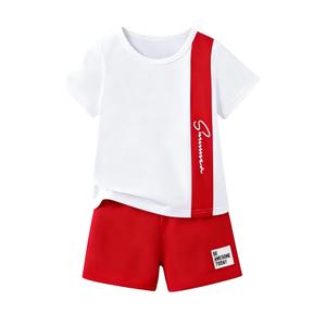 Ayzozuy Boys 2-Piece Summer Outfit Set - Side Color Block Stripe Short Sleeve T-Shirt Shorts Kid Clothes Casual Daily Wear(13-14t) (White)