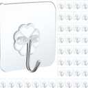 40 Packs Self Adhesive Wall Hooks Heavy Duty 22lb(Max), Waterproof Transparent Wall Hooks for Hanging Wall Hangers Sticky Hooks for Door Bathroom Shower Kitchen Outdoor Utility Hooks Hanger